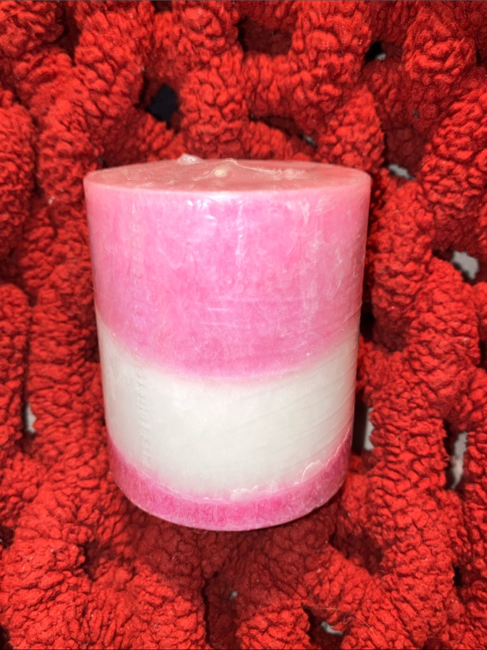 🔥 10/$10 Luminessence Pink and White Layered Decorative Pillar Candle